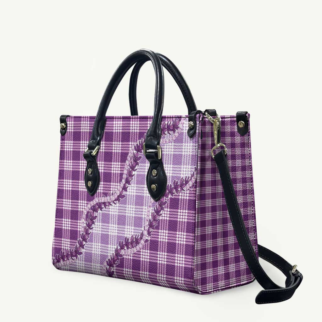 Violet Hawaii Palaka Leather Bag Hawaiian Pikake Lei