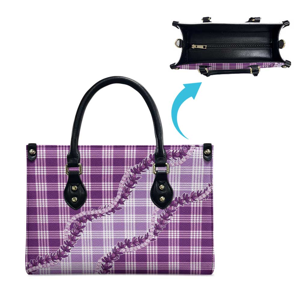 Violet Hawaii Palaka Leather Bag Hawaiian Pikake Lei