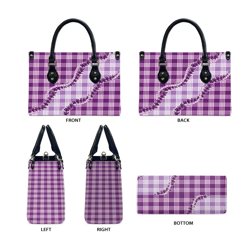 Violet Hawaii Palaka Leather Bag Hawaiian Pikake Lei