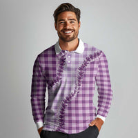 Violet Hawaii Palaka Long Sleeve Polo Shirt Hawaiian Pikake Lei