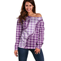 Violet Hawaii Palaka Off Shoulder Sweater Hawaiian Pikake Lei