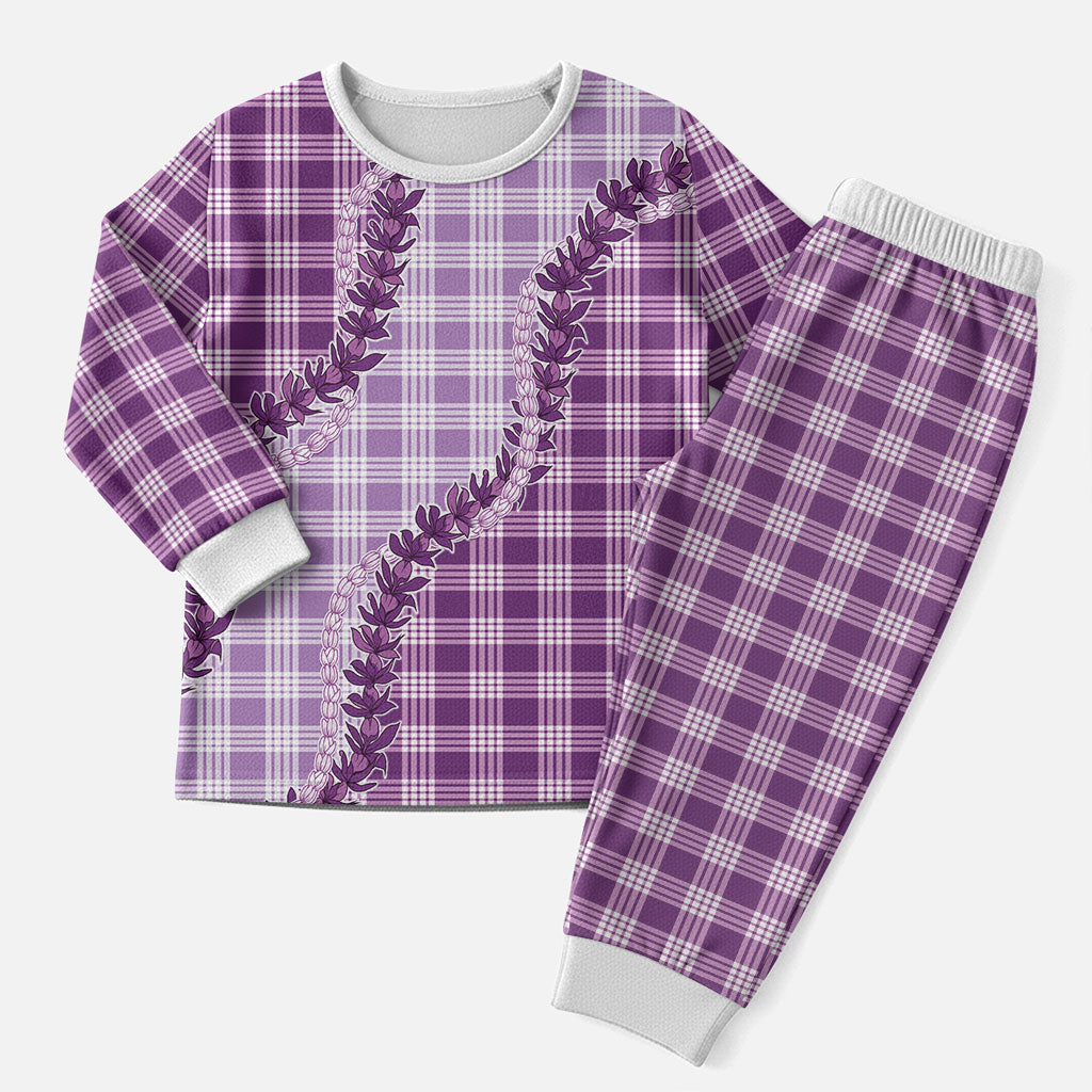 Violet Hawaii Palaka Christmas Pajama Set Hawaiian Pikake Lei LT05 Men Violet - Polynesian Pride