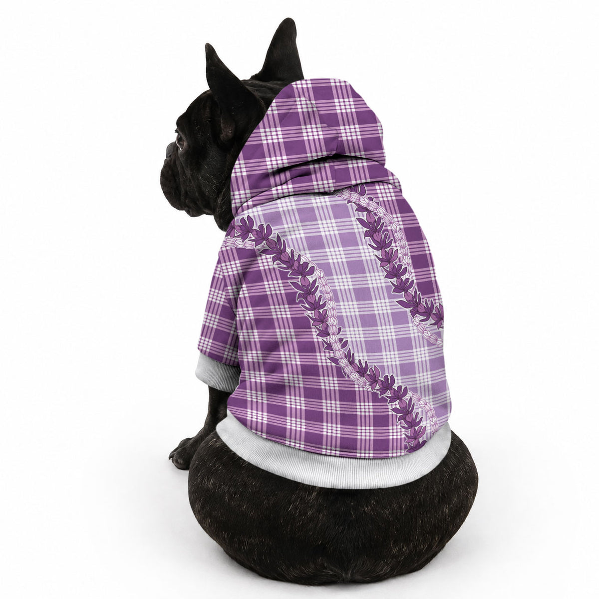 Violet Hawaii Palaka Pet Hoodie Hawaiian Pikake Lei LT05 - Polynesian Pride