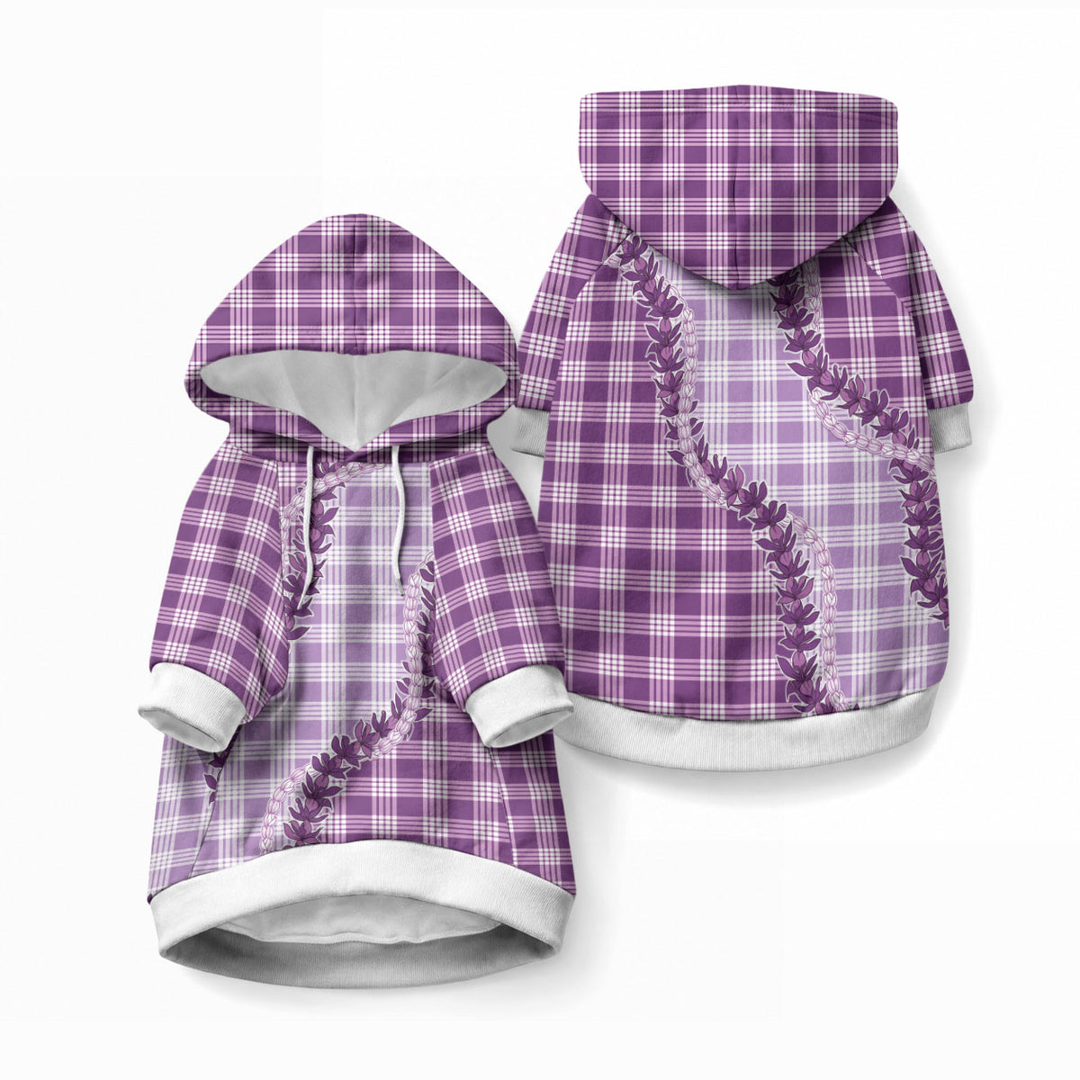 Violet Hawaii Palaka Pet Hoodie Hawaiian Pikake Lei LT05 Pullover Violet - Polynesian Pride
