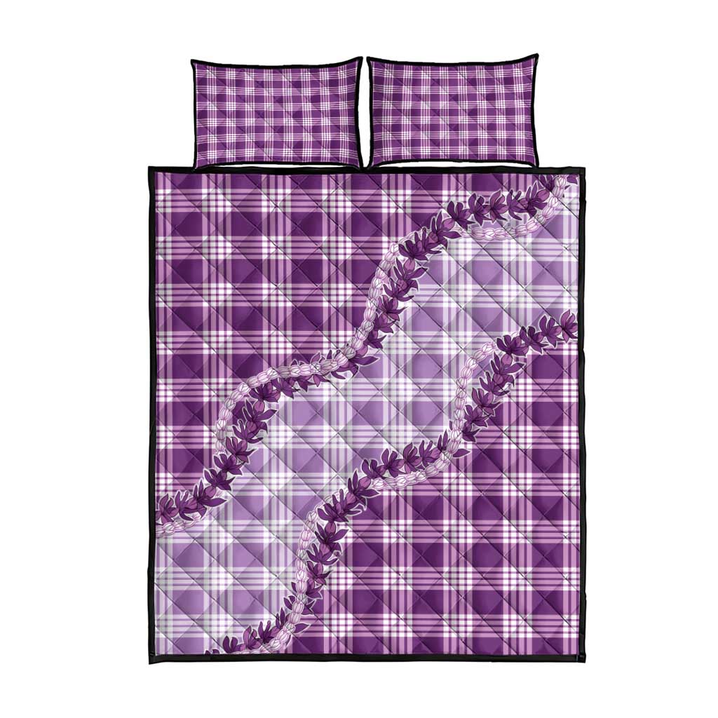 Violet Hawaii Palaka Quilt Bed Set Hawaiian Pikake Lei