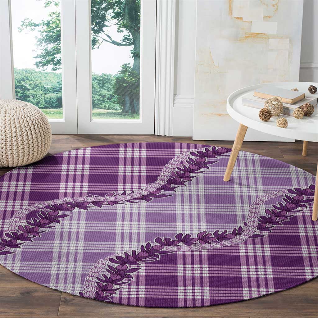 Violet Hawaii Palaka Round Carpet Hawaiian Pikake Lei