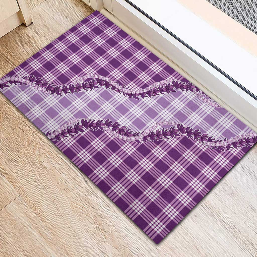 Violet Hawaii Palaka Rubber Doormat Hawaiian Pikake Lei