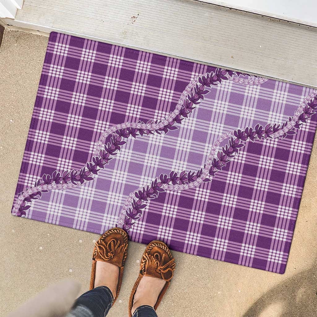 Violet Hawaii Palaka Rubber Doormat Hawaiian Pikake Lei