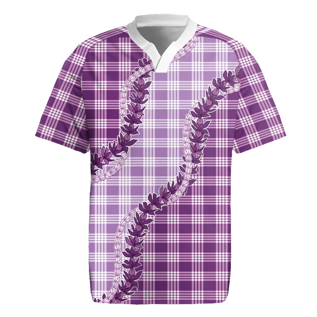 Violet Hawaii Palaka Rugby Jersey Hawaiian Pikake Lei