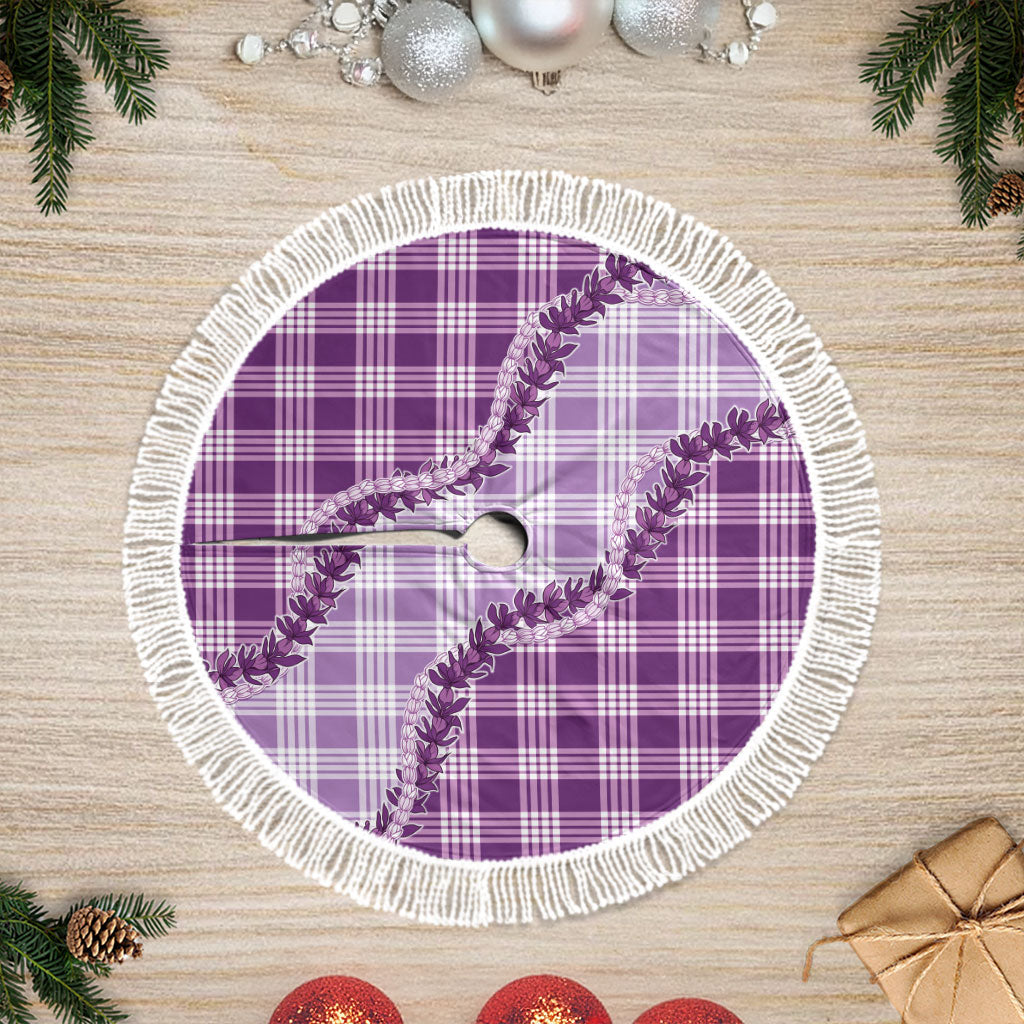 Violet Hawaii Palaka Tree Skirt Hawaiian Pikake Lei LT05 Fringed Violet - Polynesian Pride