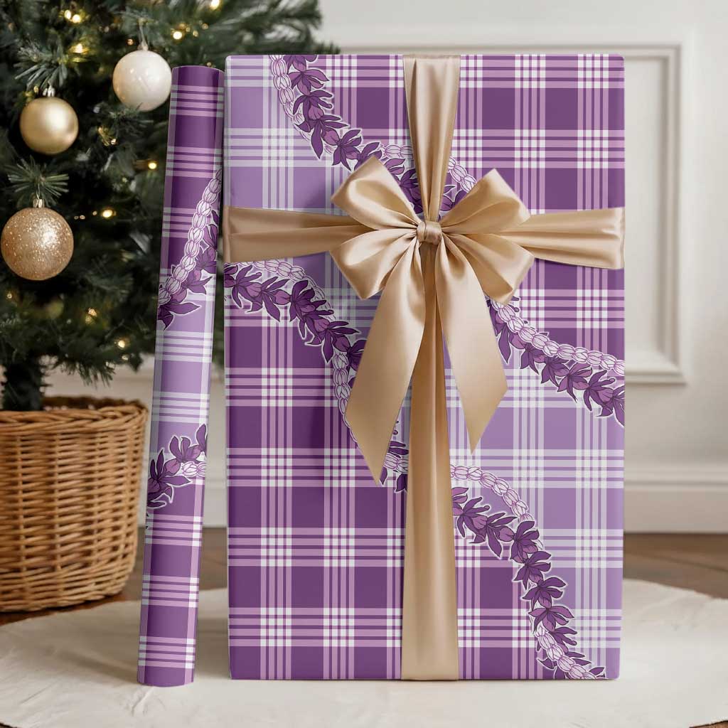 Violet Hawaii Palaka Wrapping Paper Hawaiian Pikake Lei