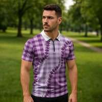 Violet Hawaii Palaka Zipper Polo Shirt Hawaiian Pikake Lei