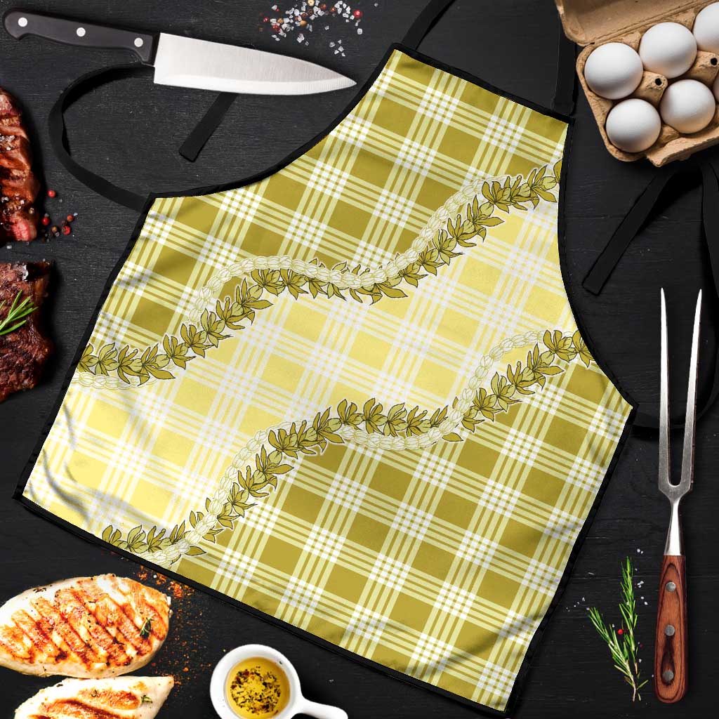 Yellow Hawaii Palaka Apron Hawaiian Pikake Lei