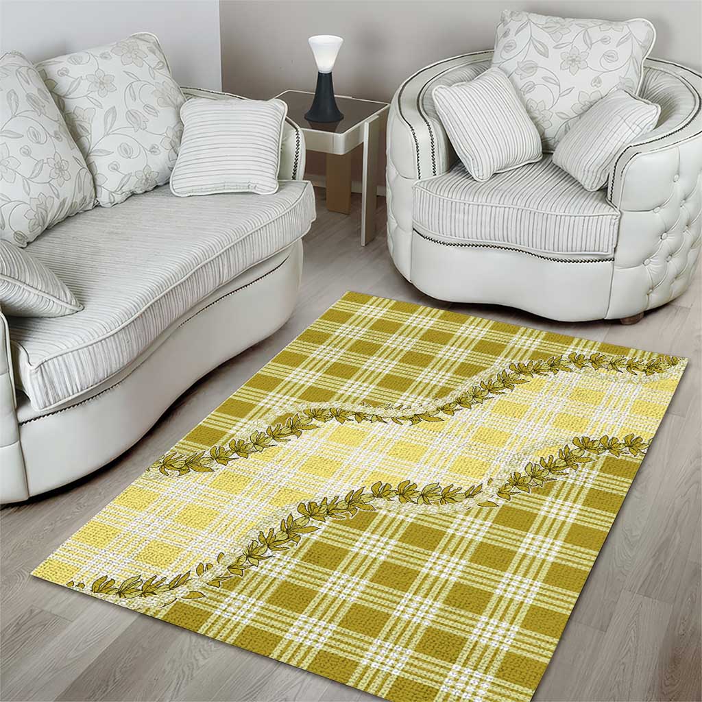 Yellow Hawaii Palaka Area Rug Hawaiian Pikake Lei