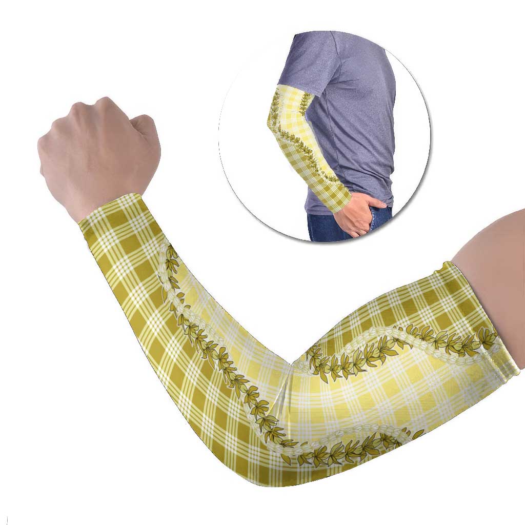 Yellow Hawaii Palaka Arm Sleeves Hawaiian Pikake Lei