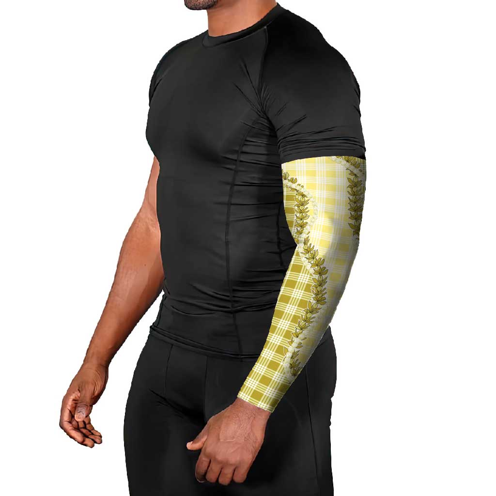 Yellow Hawaii Palaka Arm Sleeves Hawaiian Pikake Lei