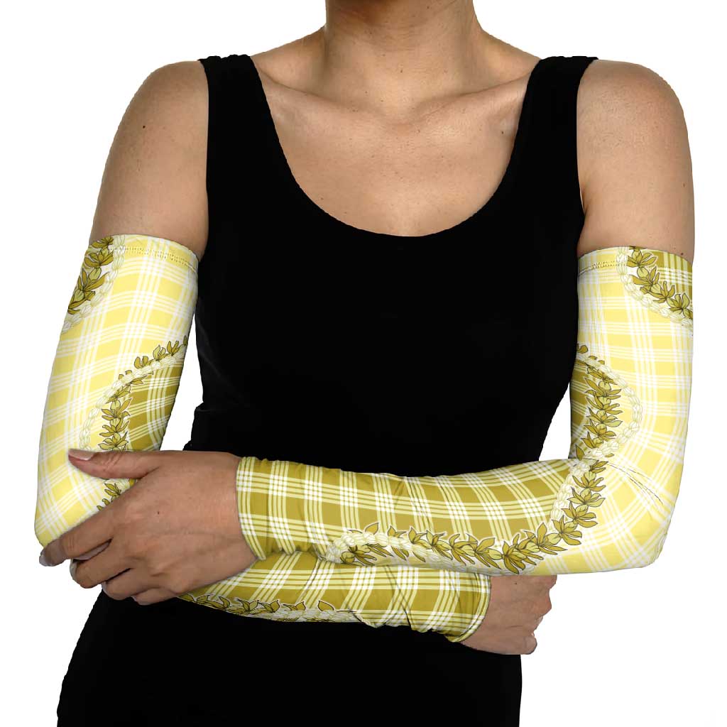 Yellow Hawaii Palaka Arm Sleeves Hawaiian Pikake Lei
