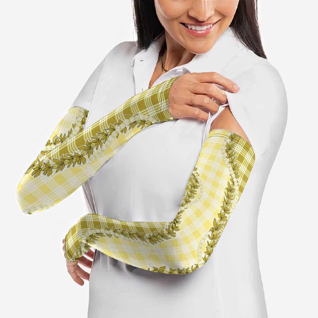 Yellow Hawaii Palaka Arm Sleeves Hawaiian Pikake Lei