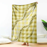 Yellow Hawaii Palaka Blanket Hawaiian Pikake Lei