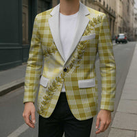 Yellow Hawaii Palaka Blazer Hawaiian Pikake Lei