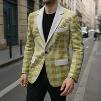 Yellow Hawaii Palaka Blazer Hawaiian Pikake Lei