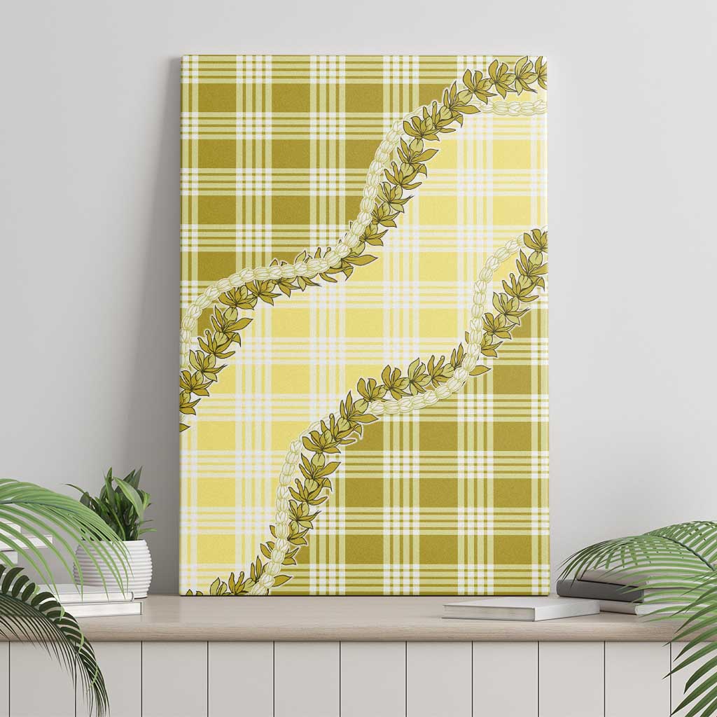 Yellow Hawaii Palaka Canvas Wall Art Hawaiian Pikake Lei