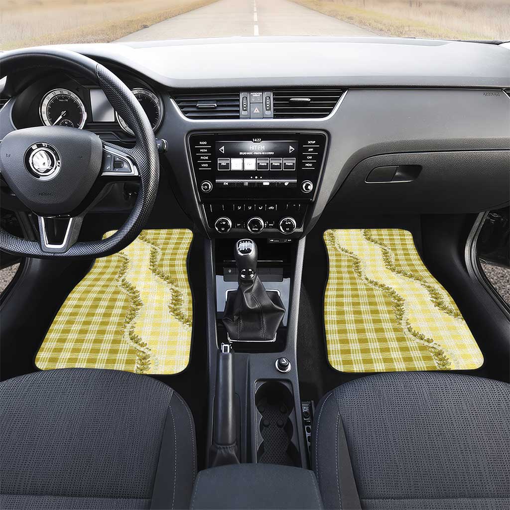 Yellow Hawaii Palaka Car Mats Hawaiian Pikake Lei