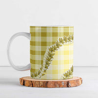 Yellow Hawaii Palaka Ceramic Mug Hawaiian Pikake Lei