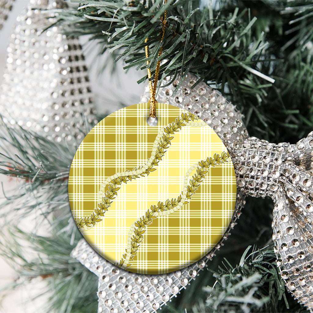 Yellow Hawaii Palaka Ceramic Ornament Hawaiian Pikake Lei LT05 - Polynesian Pride