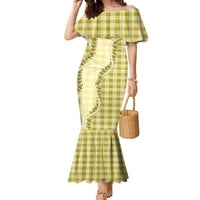 Yellow Hawaii Palaka Family Matching Mermaid Dress and Hawaiian Shirt Hawaiian Pikake Lei LT05 Mom's Dress Yellow - Polynesian Pride