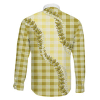 Yellow Hawaii Palaka Family Matching Short Sleeve Bodycon Dress and Hawaiian Shirt Hawaiian Pikake Lei LT05 - Polynesian Pride