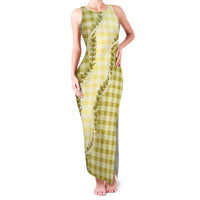Yellow Hawaii Palaka Family Matching Tank Maxi Dress and Hawaiian Shirt Hawaiian Pikake Lei LT05 Mom's Dress Yellow - Polynesian Pride