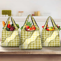 Yellow Hawaii Palaka Grocery Bag Hawaiian Pikake Lei