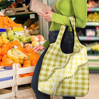 Yellow Hawaii Palaka Grocery Bag Hawaiian Pikake Lei