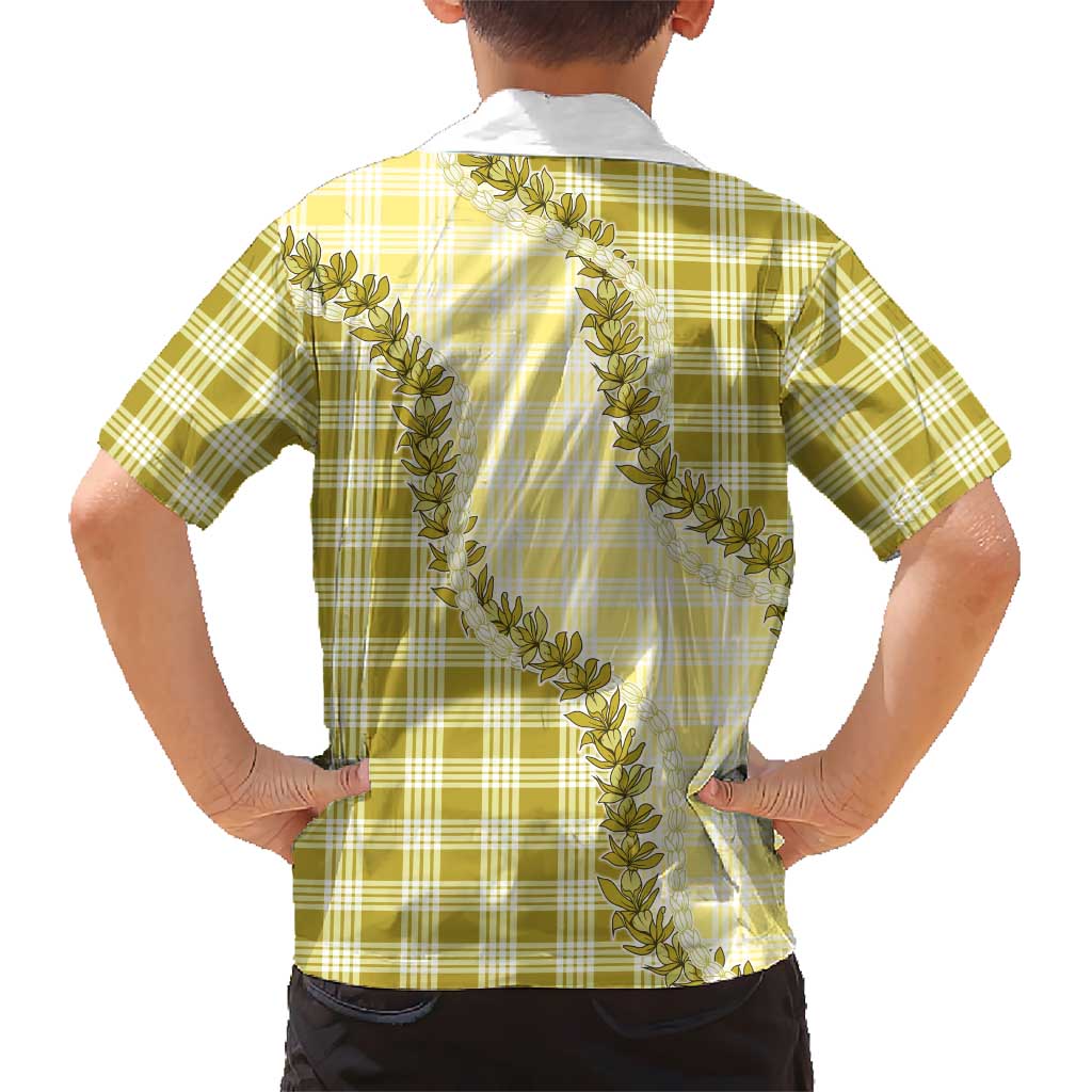 Yellow Hawaii Palaka Hawaiian Shirt Hawaiian Pikake Lei