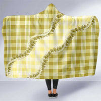 Yellow Hawaii Palaka Hooded Blanket Hawaiian Pikake Lei