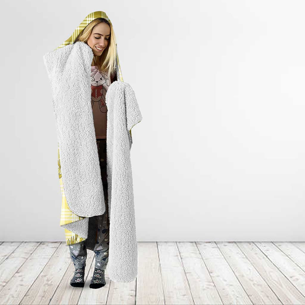 Yellow Hawaii Palaka Hooded Blanket Hawaiian Pikake Lei