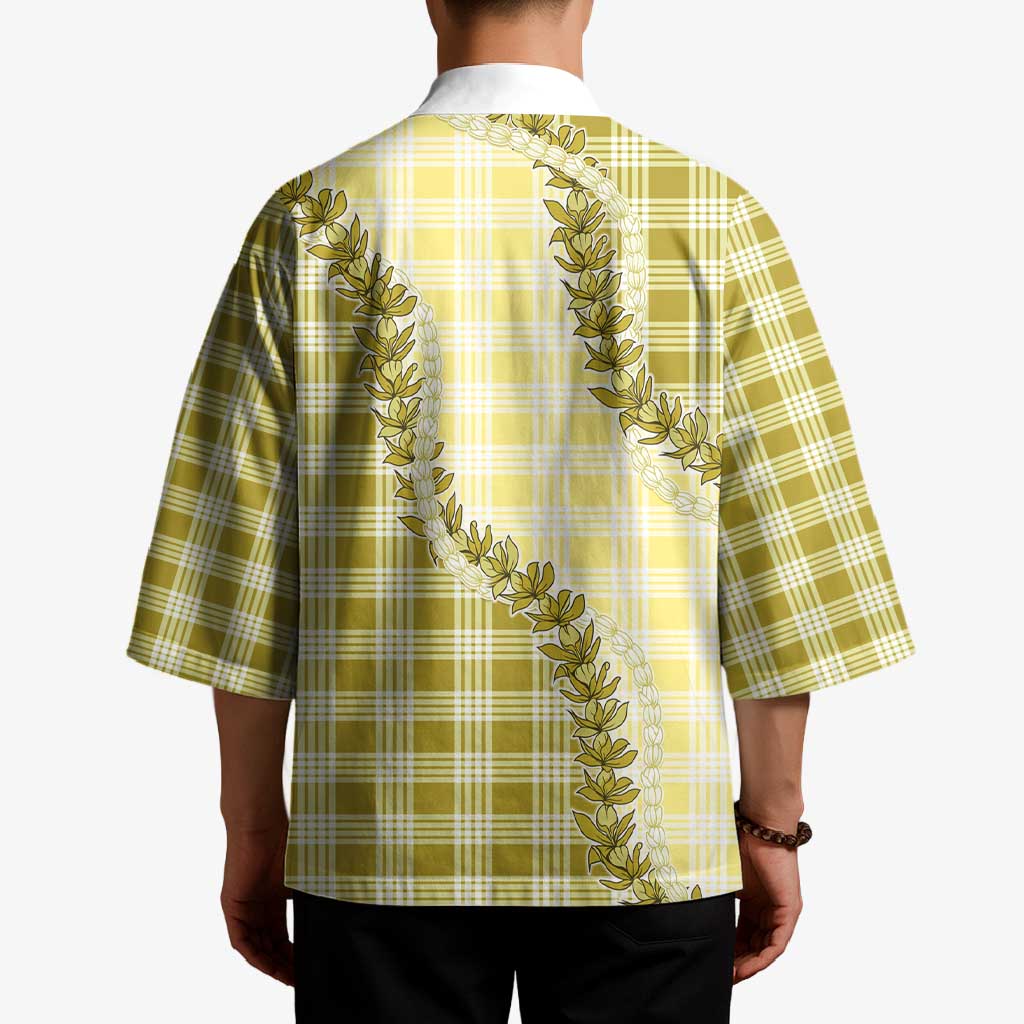 Yellow Hawaii Palaka Kimono Hawaiian Pikake Lei