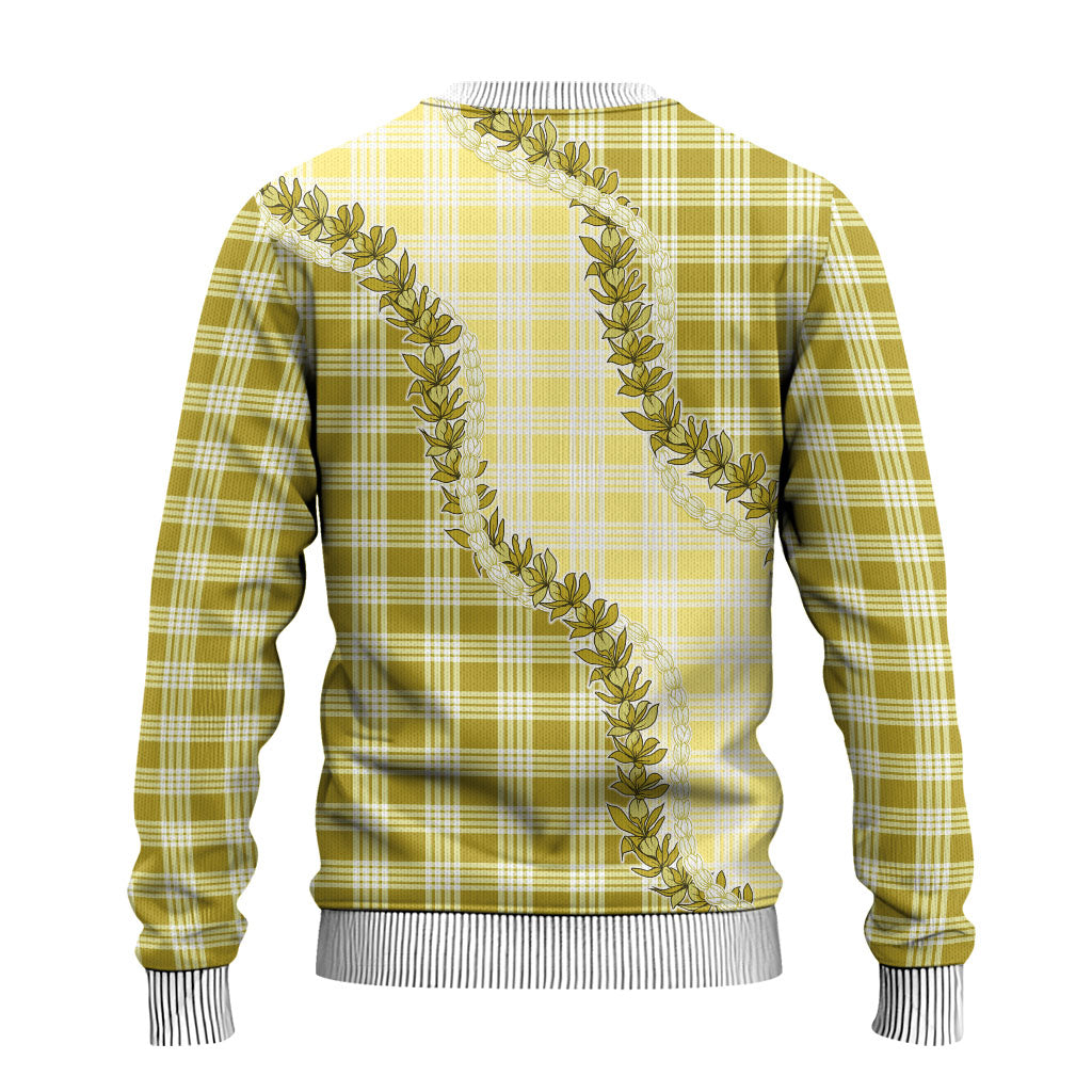 Yellow Hawaii Palaka Ugly Christmas Sweater Hawaiian Pikake Lei LT05 - Polynesian Pride
