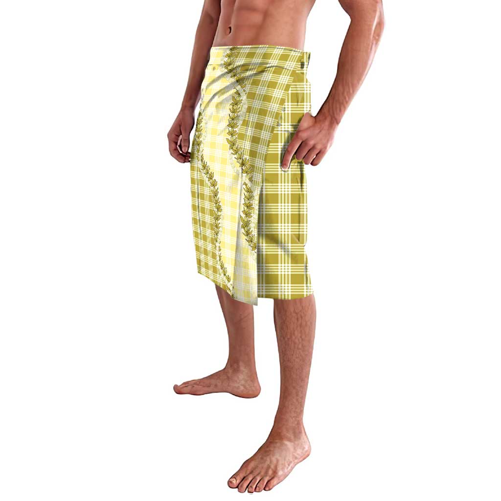 Yellow Hawaii Palaka Lavalava Hawaiian Pikake Lei