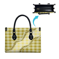 Yellow Hawaii Palaka Leather Bag Hawaiian Pikake Lei