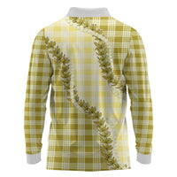 Yellow Hawaii Palaka Long Sleeve Polo Shirt Hawaiian Pikake Lei