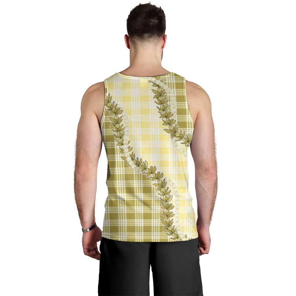 Yellow Hawaii Palaka Men Tank Top Hawaiian Pikake Lei