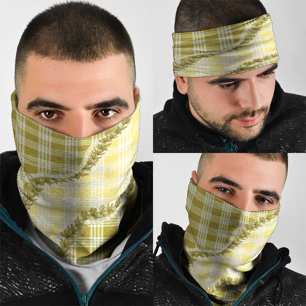 Yellow Hawaii Palaka Neck Gaiter Hawaiian Pikake Lei