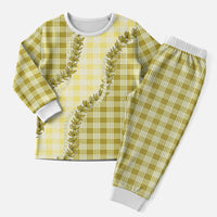Yellow Hawaii Palaka Christmas Pajama Set Hawaiian Pikake Lei LT05 Men Yellow - Polynesian Pride