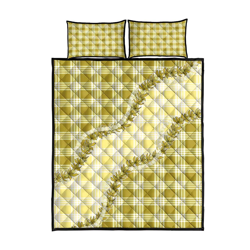 Yellow Hawaii Palaka Quilt Bed Set Hawaiian Pikake Lei