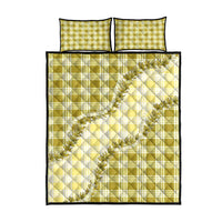 Yellow Hawaii Palaka Quilt Bed Set Hawaiian Pikake Lei