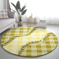 Yellow Hawaii Palaka Round Carpet Hawaiian Pikake Lei
