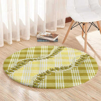 Yellow Hawaii Palaka Round Carpet Hawaiian Pikake Lei