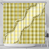 Yellow Hawaii Palaka Shower Curtain Hawaiian Pikake Lei